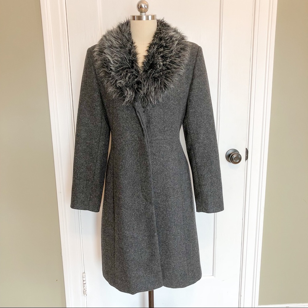 Braetan Wool Coat with Faux Fur Collar